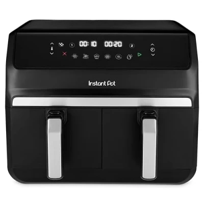 Abbildung von Instant Pot Vortex Dual Black Heißluftfritteuse Groß 8 l, Familiengröße, zweifach, 2 4 l Körbe, in 1 Dörren, Grillen, Backen, Braten, Aufwärmen, Antihaftbeschichtung, Elektrisch