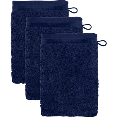 Abbildung von möve Superwuschel Waschhandschuh 15 x 20 cm aus 100% Baumwolle, deep sea 3er Set
