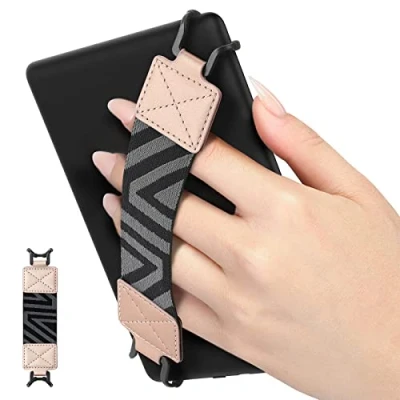 Abbildung von MoKo Handschlaufe für 6 8&quot; Kindle eReaders Fire Tablet Kindle/Kobo/Voyaga/Lenovo/Sony E Book Tablet, Elastisches Halteband Leicht und Tragbar Fingerhalterung Griff Halter, Roségold