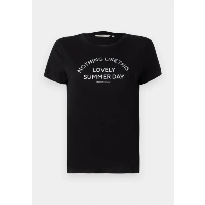 Abbildung von TOM Tailor Denim Basic Print Tshirt print, Damen, Größe: XS, Deep black