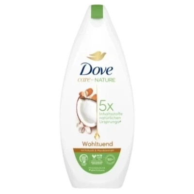 Abbildung von Dove Care by Nature Duschgel wohltuend mit Kokosöl &amp; Mandelextrakt Duschbad 5x Inhaltsstoffe natürlichen Ursprungs für gepflegte Haut 225 ml 1 Stück