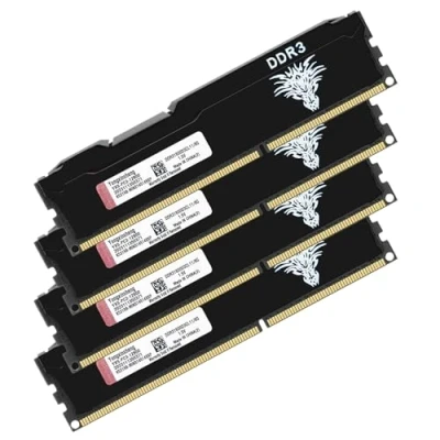 Abbildung von DDR3 32GB Kit (8GBx4) Desktop RAM 1600MHz PC3 12800 UDIMM Non ECC Unbuffered 1.5V 2Rx8 Dual Rank 240 Pin CL11 PC Computer Memory Upgrade Module Arbeitsspeicher (Schwarz)