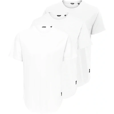 Abbildung von ONLY &amp; SONS Herren ONSMATT LONGY SS Tee T Shirt, White/Detail:White 3 Pack, M