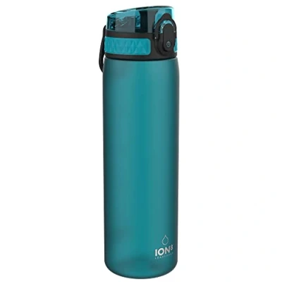 Abbildung von Ion8 Trinkflasche, 500 ml, Auslaufsicher, Einhandöffnung, Sichere Verriegelung, Spülmaschinenfest, BPA frei, Tragegriff, Klappdeckel, Leicht zu Reinigen, Klimaneutral, Türkis