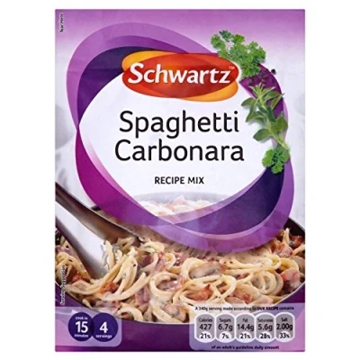 Abbildung von Schwartz Spaghetti Carbonara Rezept Mix (32g) Packung mit 2