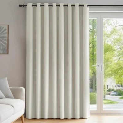 Abbildung von Deconovo Ösen Gardinen Wohnzimmer Vorhang Blickdicht Verdunkelungsvorhang Schlafzimmer, 214x254 cm(HöhexBreite), Hellbeige, 1 Stück