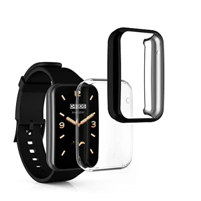 Abbildung von kwmobile 2X Schutzhülle kompatibel mit Xiaomi Mi Band 7 Pro Hülle Fullbody Cover Set aus Silikon Schwarz Transparent