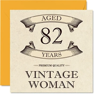 Abbildung von Stuff4 Geburtstagskarte zum 82. Geburtstag im Vintage Stil für Frauen 82 Jahre lustige Mama Schwester Ehefrau Oma Tante 145 mm x Damen Grußkarten
