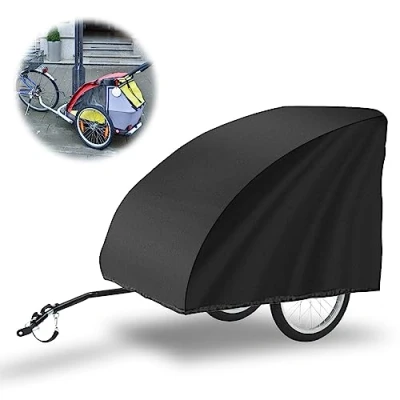 Abbildung von Faltgarage Für Fahrradanhänger, Kinderanhänger Abdeckung Universelle Hundeanhänger Lastenanhänger Abdeckung, Wasserdicht Plane Abdeckhaube Fahrradabdeckung 420d (140 * 88 92cm)