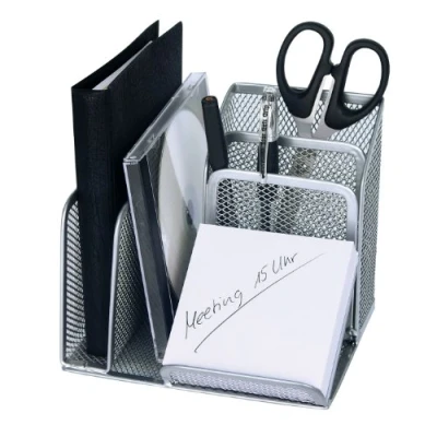 Abbildung von Wedo 65554 Stifteköcher Butler Office (4 Fächer und Schrägablage, Drahtmetall) silber