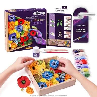 Abbildung von OKTO Art Kit Freedom Sukkulenten Kunstset 3D für Home Wall Decor Bastelsets Erwachsene UK und Jugendliche Bastelbox mit Modelliermasse Hobby Kits DIY Kunst