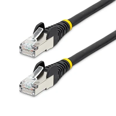 Abbildung von StarTech.com 1 m CAT6A Kabel LSZH Raucharm, Halogenfrei 10Gigabit RJ45 LAN SFTP Patchkabel Schwarz Verlegekabel Abgeschirmtes Netzwerkkabel/Ethernet (NLBK 1M PATCH)