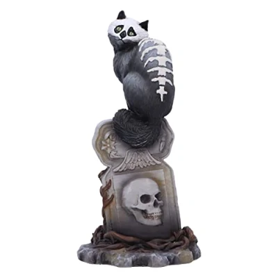 Abbildung von Nemesis Now Martin Hanford Totenkopf Katze aus Kunstharz, 15 cm, Gothic Katzen Ornament, dem komplexen Geist von Hanford, gegossen in feinstem Harz, handbemalt
