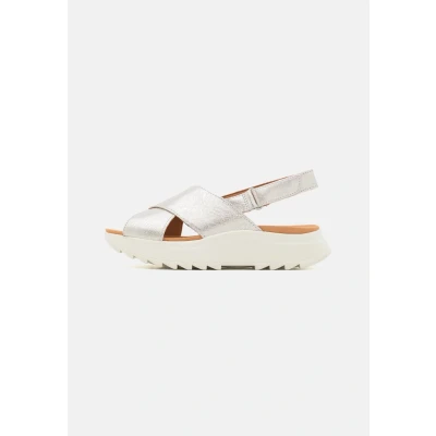 Abbildung von Clarks Dashlite WISH Plateausandalette, Damen, Größe: 39.5, Silver metallic Schuhe