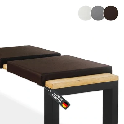 Abbildung von Lycce Bankauflage Klemmkissen 2 Leisten, Sitzkissen Kunstleder braun, Banktiefe 33 cm
