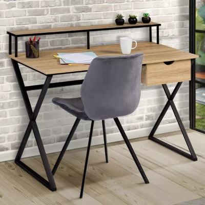 Abbildung von IDMarket Schreibtisch mit 1 Schublade Enzo gekreuzten Füßen, Industriedesign