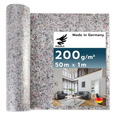 Abbildung von AQUILA Profi Malervlies 50m x 1m, 200 g/m², Kein Durchsickern, hochwertiges Abdeckvlies zum Streichen, Schutz für Böden &amp; Möbel, rutsch reißfest, Made in Germany
