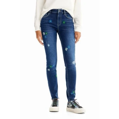 Abbildung von Desigual Embroidered Pushup Jeans Skinny Fit, Damen, Größe: 36, Dark blue