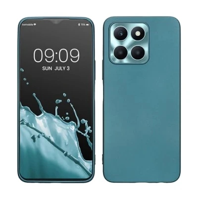 Abbildung von kwmobile Case kompatibel mit Honor X6a Hülle Schutzhülle aus Silikon metallisch schimmernd Handyhülle Metallic Karibikblau