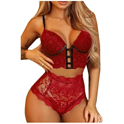 Abbildung von pitashe_Bekleidung Erotische Dessous Set Damen Sexy Tiefer V Ausschnitt Halfter Spitze Reizwäsche Negligee Babydoll Hem Nachtwäsche Nachthemd Lingerie Nachtkleid G String Sleepwear, Dessous#06, XXL