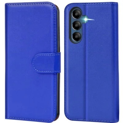 Abbildung von Verco Handyhülle für Samsung Galaxy A35 5G Hülle, Bookcase Tasche Flipcover Case [Kartenfächer/Aufstellfunktion], Blau