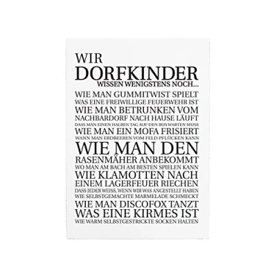 Abbildung von Interluxe 42x30cm Shabby Holzschild WIR DORFKINDER * NEUTRAL Geschenk Spruch Geburtstag
