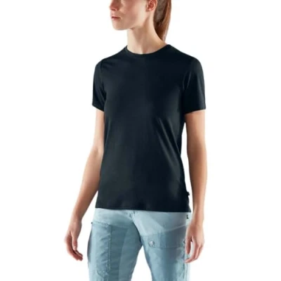 Abbildung von Fjallraven Abisko Wool SS W T Shirt für Damen, Schwarz, Medium
