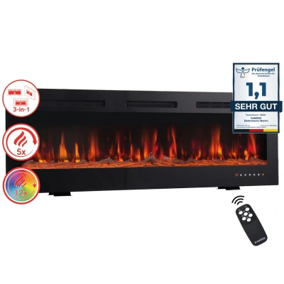 Abbildung von KAMINIO Elektrokamin MARLON, 3in1 Kamin: Elektrischer Stand , Wand und Einbaukamin, Heizung 1800W