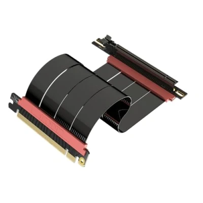 Abbildung von LINKUP AVA5 PCIe 5.0 Riser Kabel RTX5090 5080 GPU Bereit x16 128GB/s Geschwindigkeit 4.0 &amp; WRX80/WRX90E Kompatibel Rechter Winkel, Schwarz 20cm