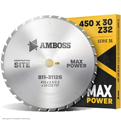 Abbildung von Amboss HM Kreissägeblatt NAGELFEST Ø 450 mm x 4 30 für extremen Einsatz auf Baustellen FWF (32 Zähne) Kombinebenlöcher