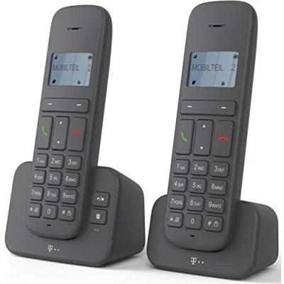 Abbildung von Telekom Sinus CA 37 duo Schnurloses Telefon mit Anrufbeantworter DECT (Mobilteile: 2, &amp; Freisprechen 12 stelliges Dot Matrix Display)