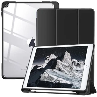Abbildung von TiMOVO Hülle Kompatibel Mit Neu iPad 9. Gen 2021 / 8. 2020/7. 2019 10,2 Zoll, Stifthalter Trifold Ständer Lederhülle Unterstützt Auto Schlaf/Wach Funktion Schutzhülle, Schwarz