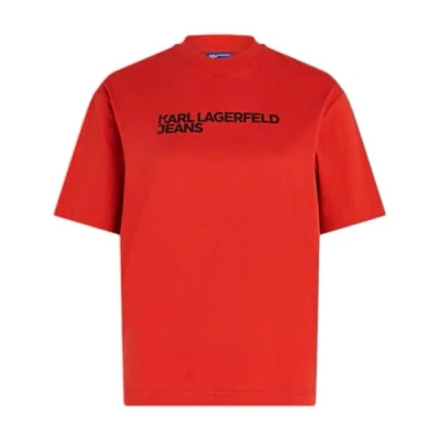Abbildung von Karl Lagerfeld Jeans LOGO Regular Tshirt print, Damen, Größe: Medium, Pompeian red