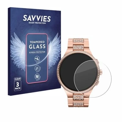 Abbildung von Savvies Panzer Schutz Glas für Michael Kors Camille Gen 6 MKT5147 (3 Stück) 9H Hartglas, Anti Fingerprint, Displayschutz