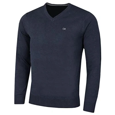 Abbildung von Calvin Klein Herren V Ausschnitt Soft Cotton Pullover Marine Marl XXXXL