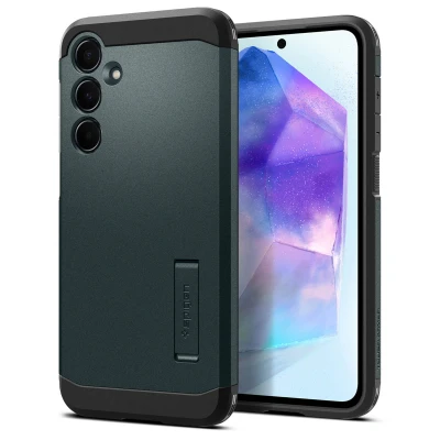 Abbildung von Samsung Galaxy A55 Hülle Kunststoff Spigen Hard Case/Backcover Handyhülle Grün Shockproof/Stoßfest