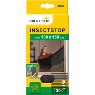 Abbildung von Schellenberg 51009 Fliegengitter für Fenster, ELASTIC Fenster mit Wetterschenkel, Montage ohne Bohren, inkl. Befestigungsband, 130 x 150 cm, Anthrazit