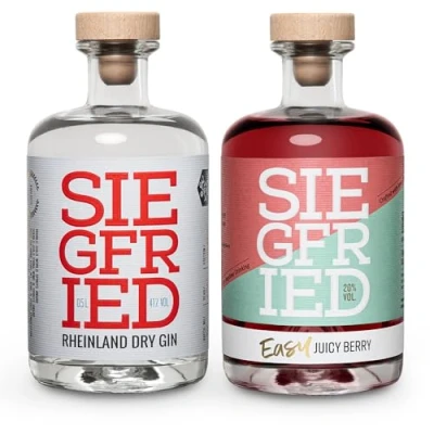 Abbildung von Siegfried Rheinland Dry Gin und Easy Juicy Berry Aperitif Set Weltweit ausgezeichneter Premium 41%/20% 2 x 500ML