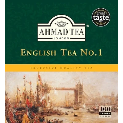 Abbildung von Ahmad Tea English No. 1 Schwarztee Mischung mit Bergamotte Doppelkammer Teebeutel Band 2g Tee pro Portion 100