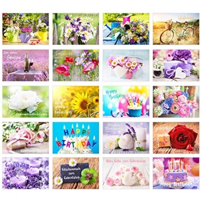 Abbildung von Edition Seidel Set 40 exklusive Premium Geburtstagskarten mit Briefumschlag. Glückwunschkarte Grusskarte Geburtstag Geburtstagskarte Mann Frau Karten Happy Birthday Billet Sprüche