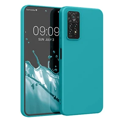 Abbildung von kwmobile Hülle kompatibel mit Xiaomi Redmi Note 11 Pro / (5G) 12 (4G) weiches TPU Silikon Case Cover geeignet für kabelloses Laden Petrol matt