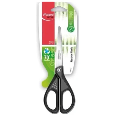 Abbildung von 24 x Maped Schere Essentials Green 17 cm schwarz auf Blisterkarte
