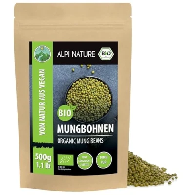 Abbildung von BIO Mungbohnen (500g), Mung Bohnen aus kontrolliert biologischem Anbau, glutenfrei, laktosefrei, laborgeprüft, vegan, 100% naturrein ohne Zusätze