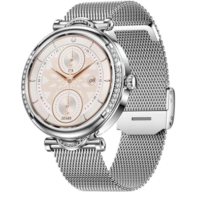 Abbildung von Atlanta Fitnesstracker für Damen Uhr mit Herzfrequenz Puls Blutdruck Telefon Freisprechen Schlaf Schritte Farbdisplay Smartwatch Metallband Wechselband 9736/19 (Silber)