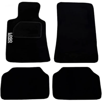 Abbildung von Rebeca Shop® Auto Fußmatten, kompatibel mit One, aus schwarzem Teppichstoff, anpassbar, gesticktem Logo, verstärkter Absatzschoner