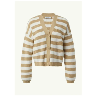 Abbildung von comma casual identity BOXY VOLUMINÖSEN ÄRMELN Strickjacke, Damen, Größe: 34, Sandstein