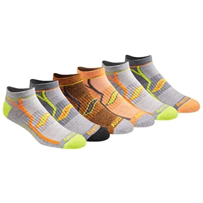 Abbildung von Saucony Men&#039;s Multi Pack Bolt Performance Comfort Fit No Show Socks, Orange (6 Pair), Shoe Size: 8 12