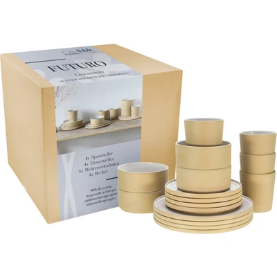 Abbildung von CreaTable Kombiservice &quot;Futuro&quot;, (Set, 16 tlg.), Service, je 4 Speiseteller, Dessertteller, Schalen, Kaffeebecher