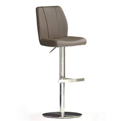 Abbildung von Robas Lund Barhocker mit Lehne Barstuhl Cappuccino drehbar 360 Grad, Hocker höhenverstellbar, PU NA.OMI