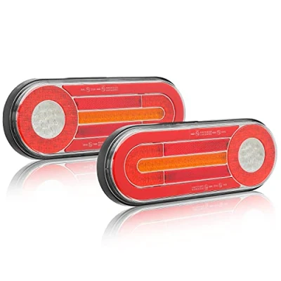 Abbildung von D TECH 2Pcs LED Anhänger Rücklicht, Bremslicht, Rückfahrnebelscheinwerfer, Neon Effekt dynamische Blinker Kontrollleuchte LKW Wohnmobil Vans Rücklicht (L + R),ECE Zulassung